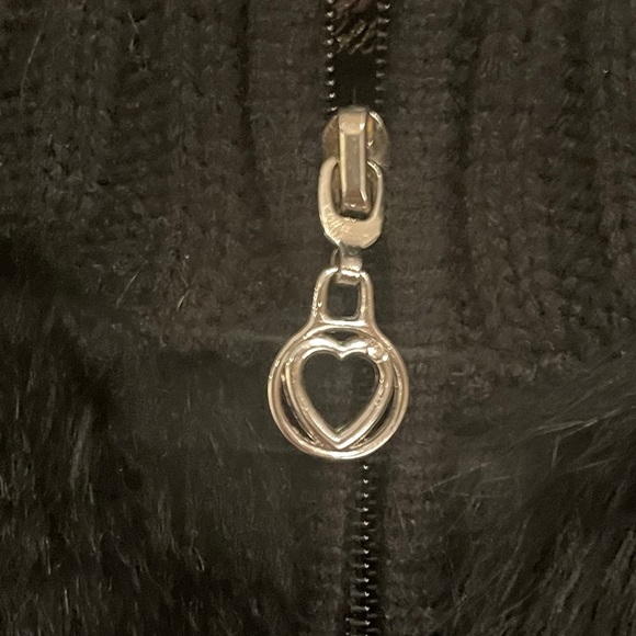 OXOXO COLLECTION Black Sweater with real rabbit fur at front Size M - Picture 7 of 8